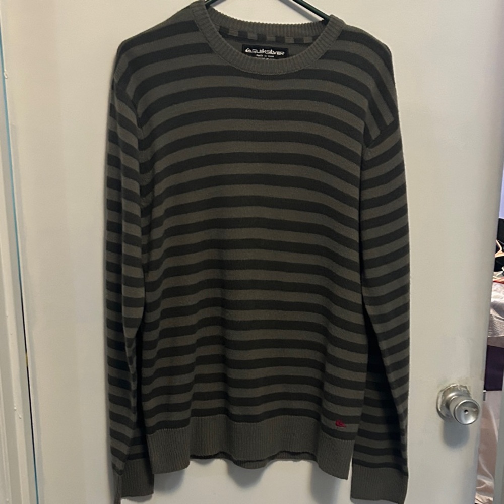 Quiksilver Charcoal & Black Striped Knit Pullover